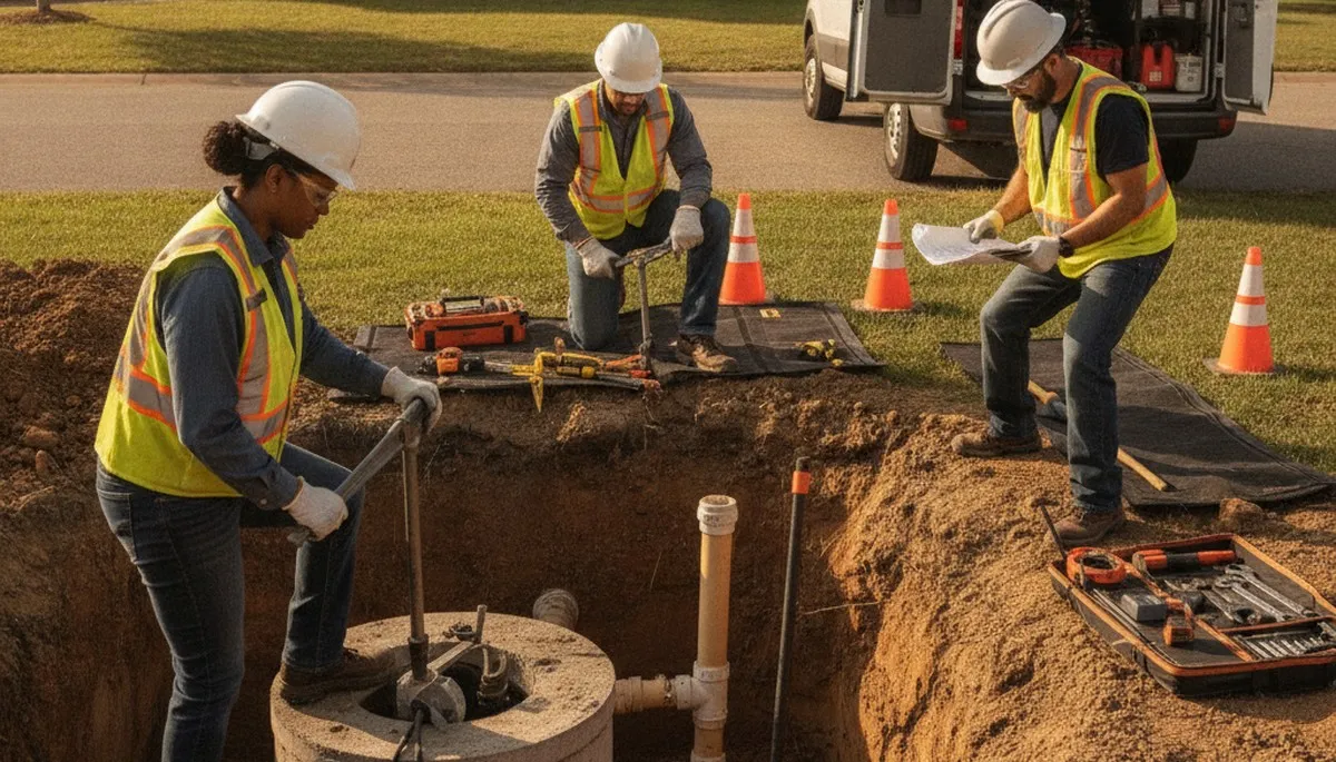 Septic repair service truck for Berkeley, CA homes by On Call Plumbers